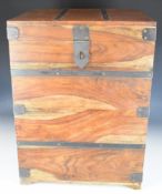 Metal bound hardwood twin handled trunk, W45 x D45 x H61cm