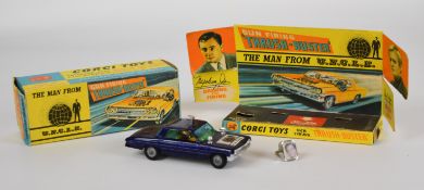 Corgi Toys diecast model The Man From UNCLE Gun Firing 'Thrush-Buster' with purple body, lemon