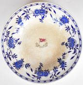 White Star Line Stonier & Co. Ltd Liverpool bowl with blue and white border and White Star Line flag