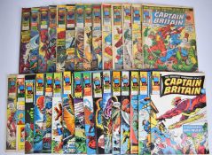 Thirty Captain Britain comics by Marvel Comics UK (1976/77) comprising issue numbers 2-7, 9, 11, 14,