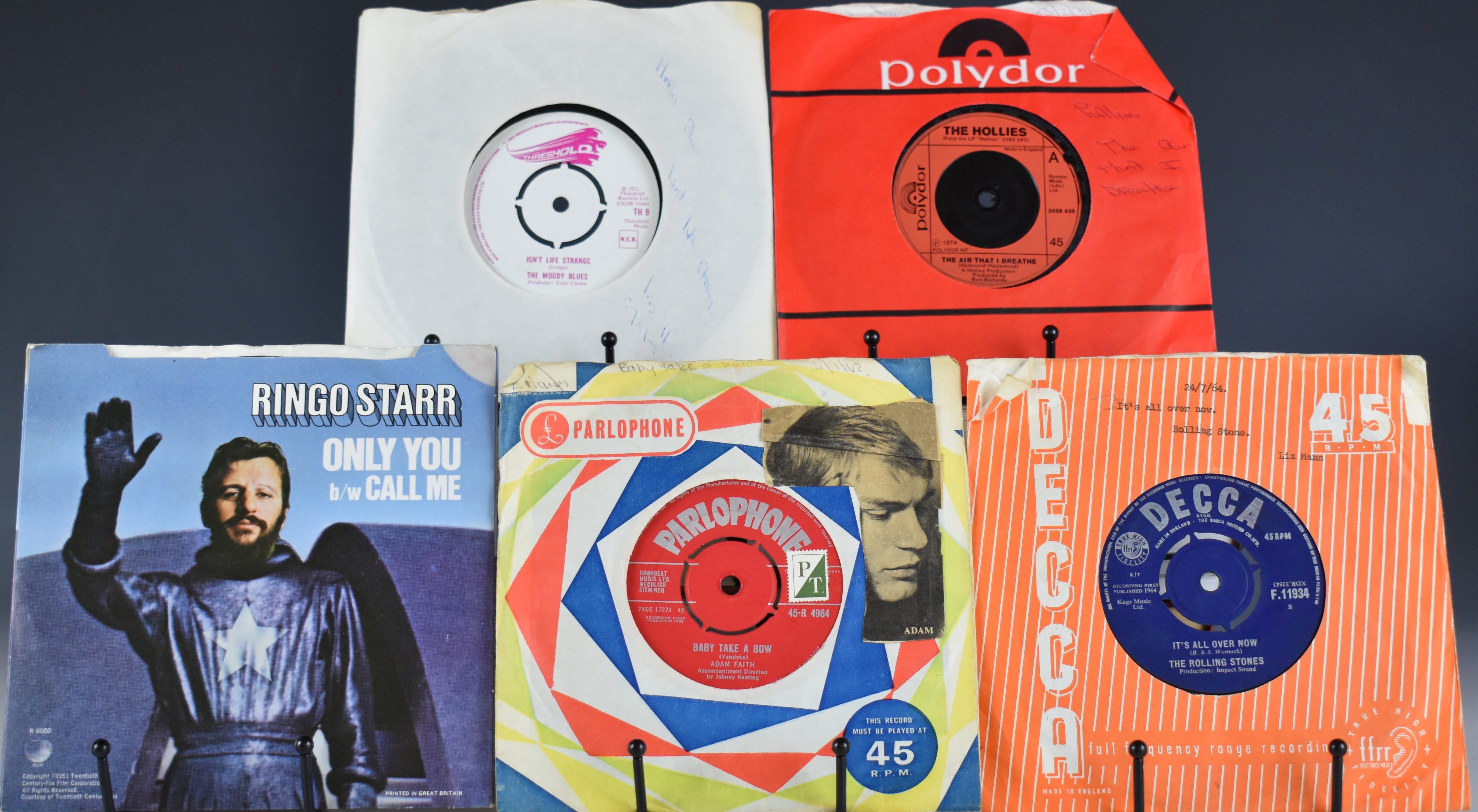 Approximately 250  7" singles, mostly 1960s with some later, including Sandy Posey, Dave Clark 5,