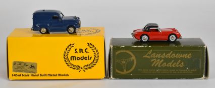 Two 1/43 scale diecast model cars comprising Lansdowne/Brooklin Models LD 1 1958 Austin Healey