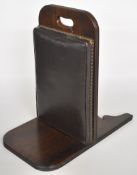 19thC rosewood upholstered foot or gout stool with cut out handle