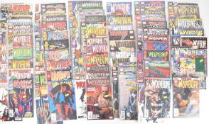 One-hundred and fifteen Wolverine related comic books by Marvel to include Wolverine, Weapon X,