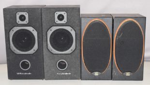 Two pairs of stereo speakers Wharfedale S500 and Mordaunt Short MS 812, tallest 47cm