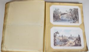 Victorian Album of sepia and colour printed post-card size illustrations including Cheltenham (