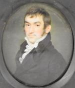 19th century portrait miniature on ivory of a gentleman, titled verso Rev Robert Barbour Wolfe,