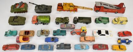 Twenty-nine vintage Corgi and Dinky diecast model cars to include Jaguar 2.4 Litre, Karrier