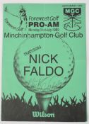 Nick Faldo signed Minchinhampton Golf Club programme 1989