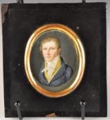Blanchet Paris 19th century portrait miniature on ivory of a gentleman, titled verso Rev Henry