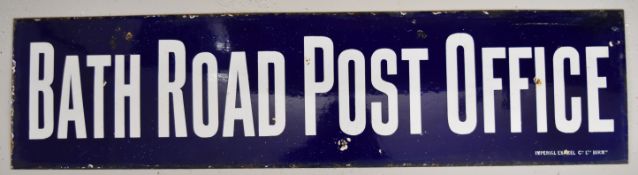 Vintage Bath Road Post Office enamel advertising sign with Imperial Enamel Co Ltd, Birmingham