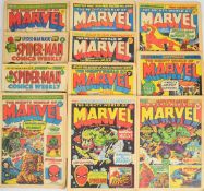 Eleven The Mighty World of Marvel and Spider-Man Weekly comics, to include issue #1 for both titles,
