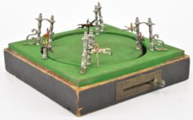 Early twentieth century French systeme brevette clockwork Escalado tabletop horseracing game, with