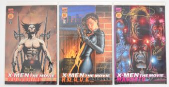 Three Dynamic Forces exclusive X-Men: The Movie Prequel comics by Marvel comprising covers