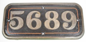 Great Western Railway 5689 cabside number plate, ex 0-6-2 tank locomotive, with further