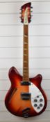 1990 Rickenbacker 360 electric guitar finished in 'fireglo', made in the USA, serial number