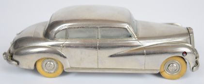 Prametta clockwork diecast model Mercedes-Benz 300 in silver with white tyres, Made in West
