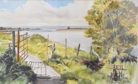 Harold Sayer watercolour 'Framilode' near Stroud, Gloucestershire with the river Severn, signed