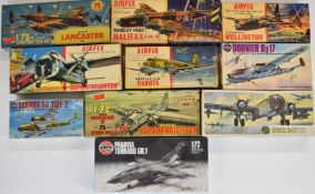 Ten vintage Airfix 1:72 scale plastic model aircraft kits to include Douglas C-47 Dakota 483,