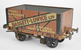 Bassett-Lowke gauge 1 advertising tinplate goods wagon, length 18.5cm