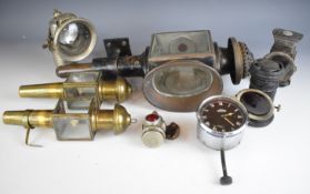 Vintage bicycle, motorcycle and carriage lamps including P & H Panther, Colonel etc