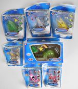 Seven Ban Dai Thunderbirds diecast models comprising all five ships, FAB1 and Tracy Island, all in