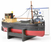 Small model remote controlled Clyde Puffer boat or ship with Planet TS2+2 two channel 2.4ghz