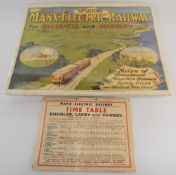 Manx Electric Railway 1993 commemorative poster together with a timetable dated 1971, poster 50 x