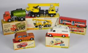 Five Dinky Toys diecast model vehicles comprising Police Accident Unit 287, Range Rover 192,