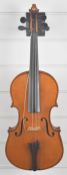 German 1920s two piece back violin bearing the label Carl Meyer Voigtlandiches Fabrikat no 2006,