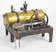 Weeden American live steam stationary engine with single cylinder engine and brass boiler on cast