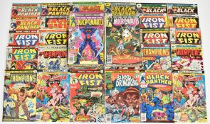 One-hundred Bronze Age Marvel comics comprising titles Red Sonja, Iron Fist, Black Panther, The