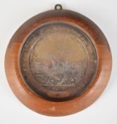 Russian rural or agricultural interest medallion with horse, cow, sheep, beehive and crops, diameter