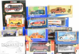 Seventeen diecast model cars, vans and haulage vehicles to include Corgi, Matchbox and Burago, all