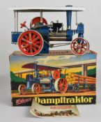 Wilesco live steam traction engine with corrugated canopy and single cylinder with slip eccentric
