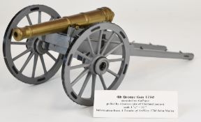 Prize winning exhibition quality model of a 4lb bronze gun on galloper carriage, circa 1750, built