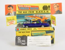 Corgi Toys diecast model The Man From UNCLE Gun Firing 'Thrush-Buster' with purple body, lemon