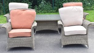 Hartman garden / conservatory four chairs with glass topped coffee table and loose cushions
