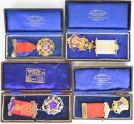 Four RAOB / Buffs jewels, all hallmarked silver and cased