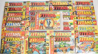 Fifty-six The Titans comics by Marvel UK to include issue #1 with consecutive runs and duplicates