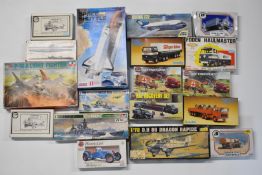 Eighteen various scale plastic model kits by Airfix, Heller, Tamiya and similar, to include