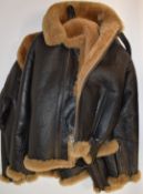 Large gents and ladies matching motorcycle / bomber style sheepskin jackets, the ladies jacket a