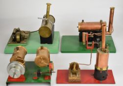 Four likely scratch built live steam stationary engines, all with single oscillating cylinders,