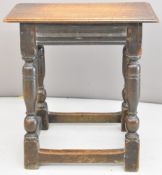 19thC oak joint stool, W48 x D26 x H50cm