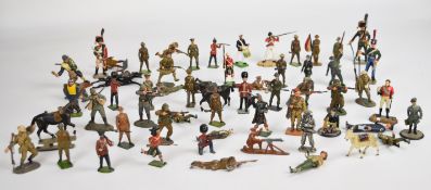 A collection of vintage and modern Britains lead figures to include WW1 infantry and kilted