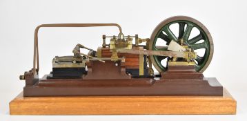 Large model live steam single cylinder mill engine of unusual design with inverted hardwood lagged