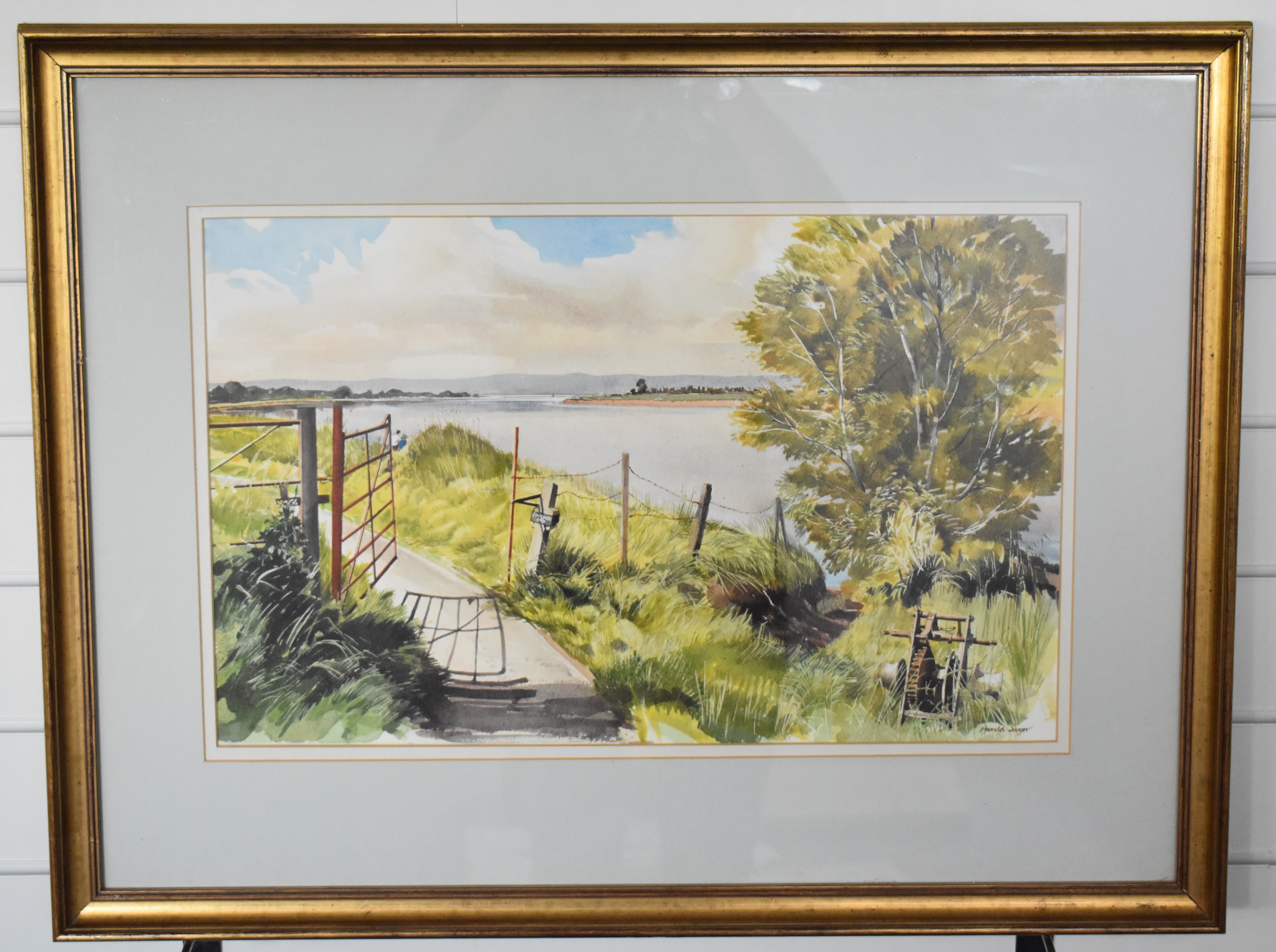 Harold Sayer watercolour 'Framilode' near Stroud, Gloucestershire with the river Severn, signed - Image 2 of 5