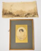 William James Muller (British, 1812-1845) pen, ink and wash landscape, signed and dated 1820 lower