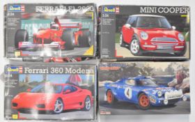 Four Revell and Hasegawa 1:24 scale plastic model car kits to include Ferrari 360 Modena 07388 and