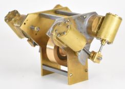 Live steam V four cylinder oscillating engine with four double acting cylinders, overall length